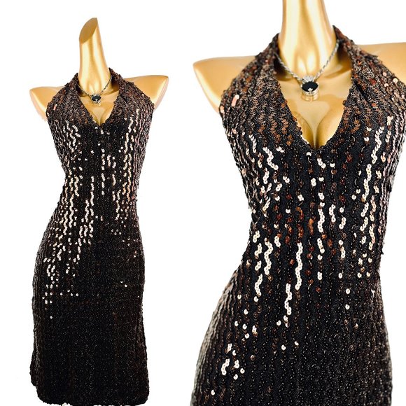Vintage 90’s ivory sequin halter - small